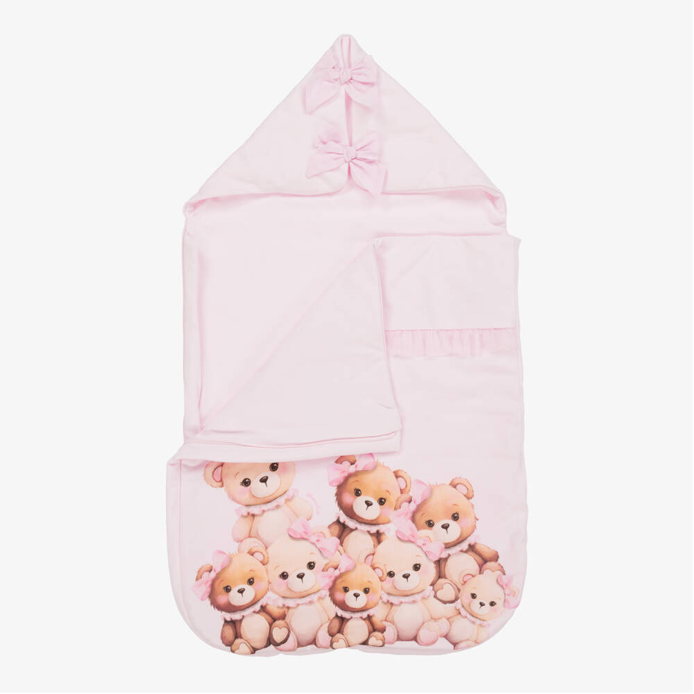 Monnalisa-Girls Pink Teddy Cotton Wrap | Childrensalon Outlet