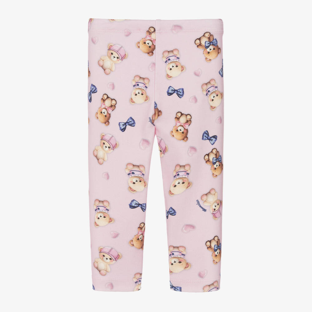 Monnalisa-Girls Pink Teddy Viscose Leggings | Childrensalon Outlet