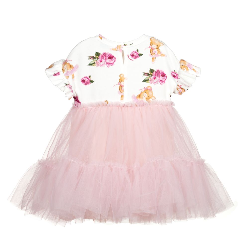 Monnalisa-Girls Pink Tulle Dress | Childrensalon Outlet
