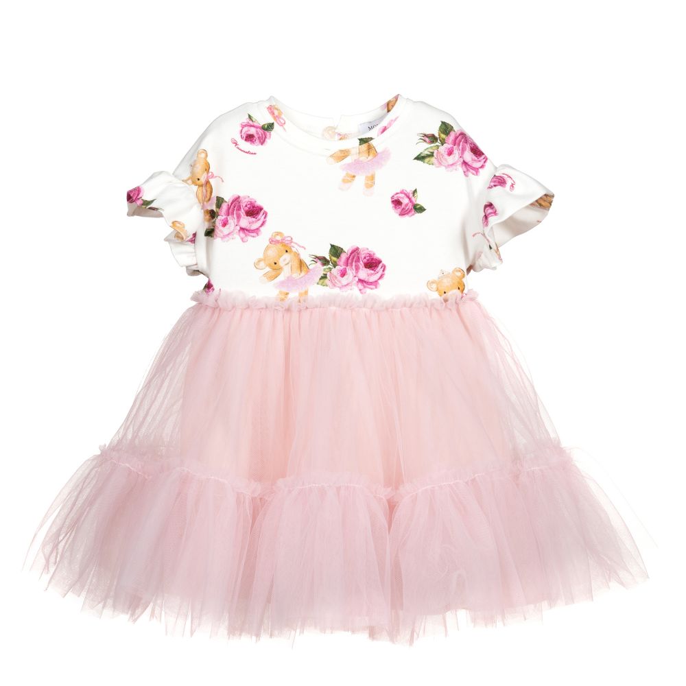 Monnalisa - Girls Pink Tulle Dress | Childrensalon