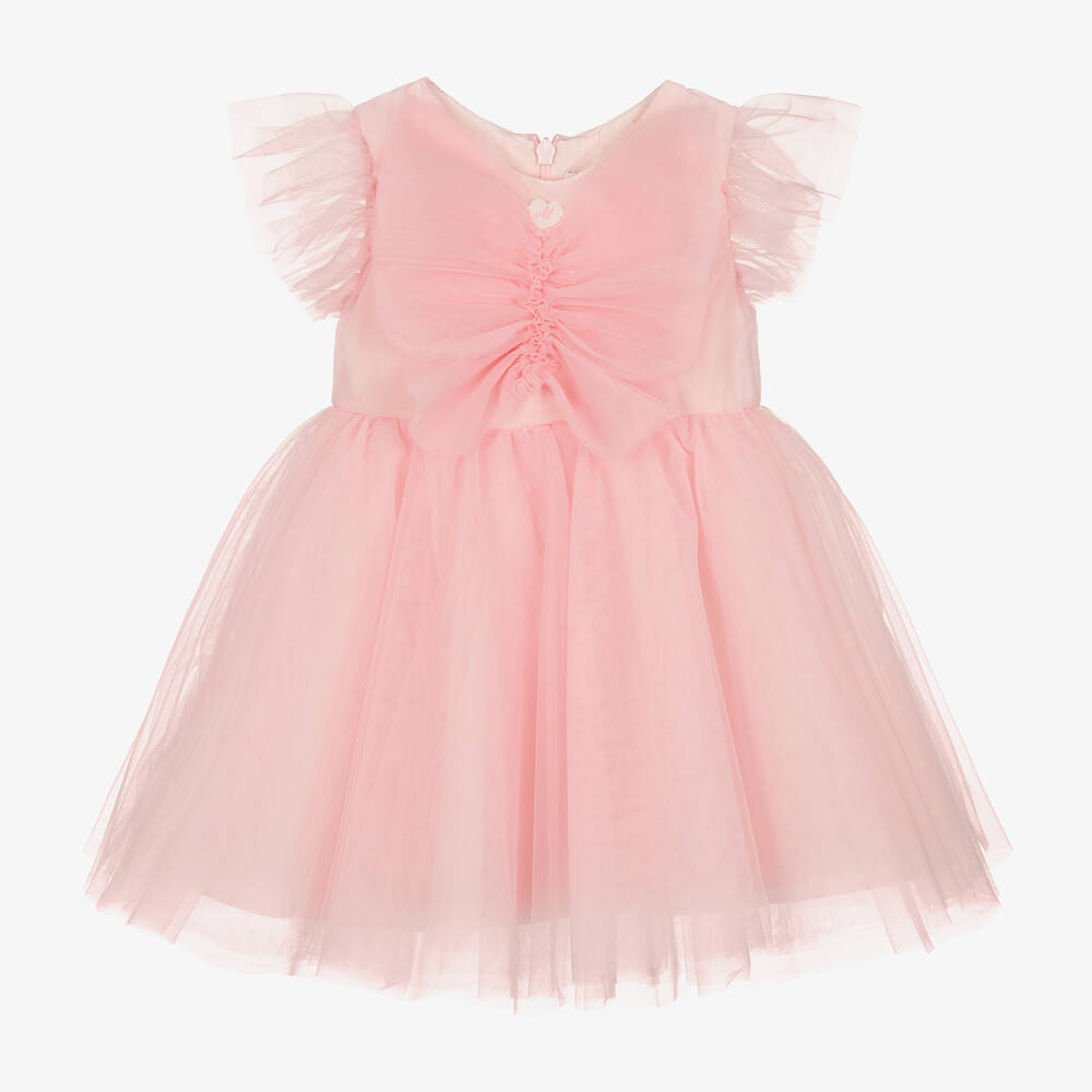 Monnalisa - Girls Pink Tulle Dress | Childrensalon
