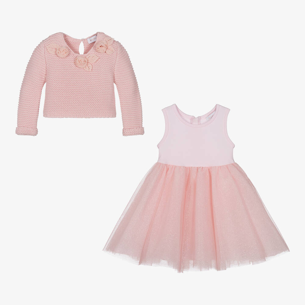 Monnalisa-Girls Pink Tulle Dress Set | Childrensalon Outlet