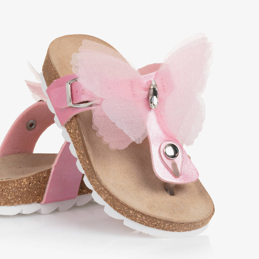 Monnalisa-Розовые туфельки из тюля для девочек | Childrensalon Outlet