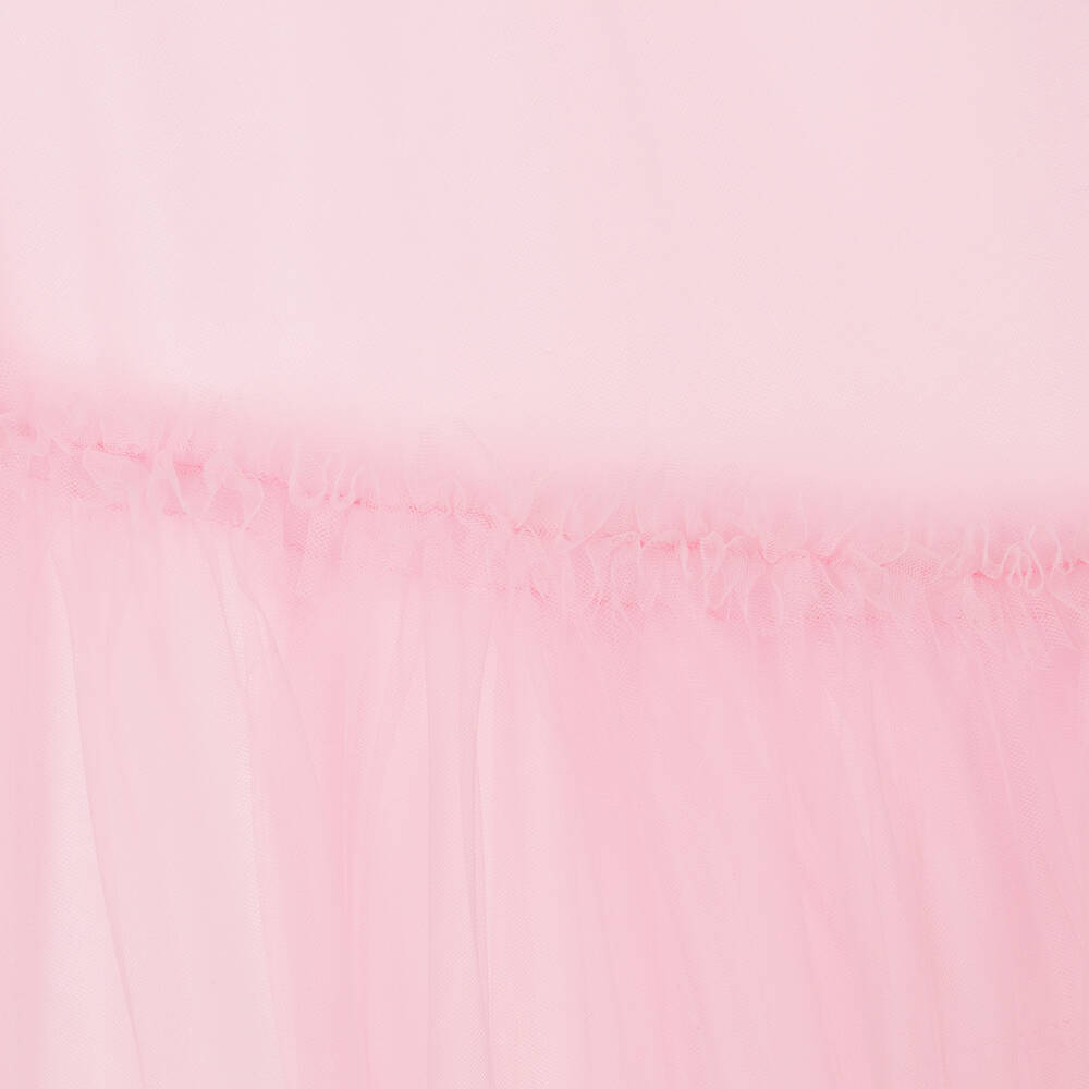 Monnalisa-Girls Pink Tulle & Jersey Dress | Childrensalon Outlet