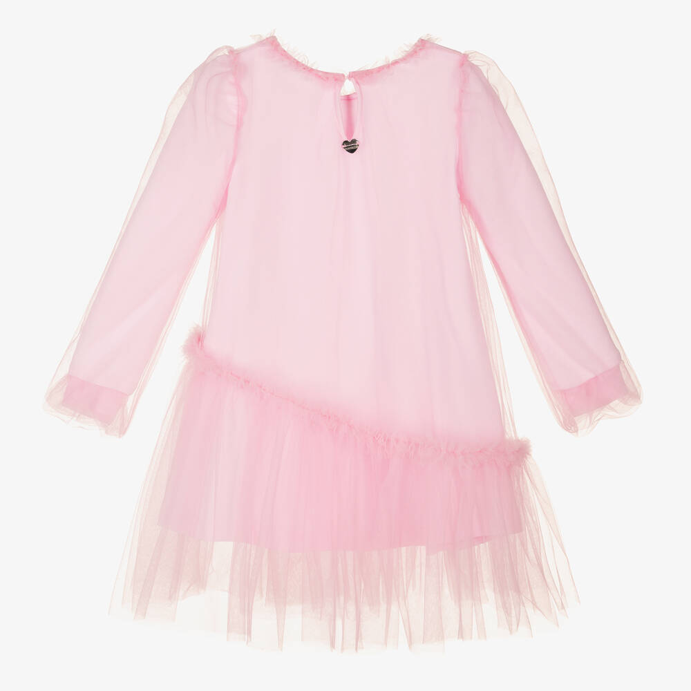 Monnalisa-Girls Pink Tulle & Jersey Dress | Childrensalon Outlet