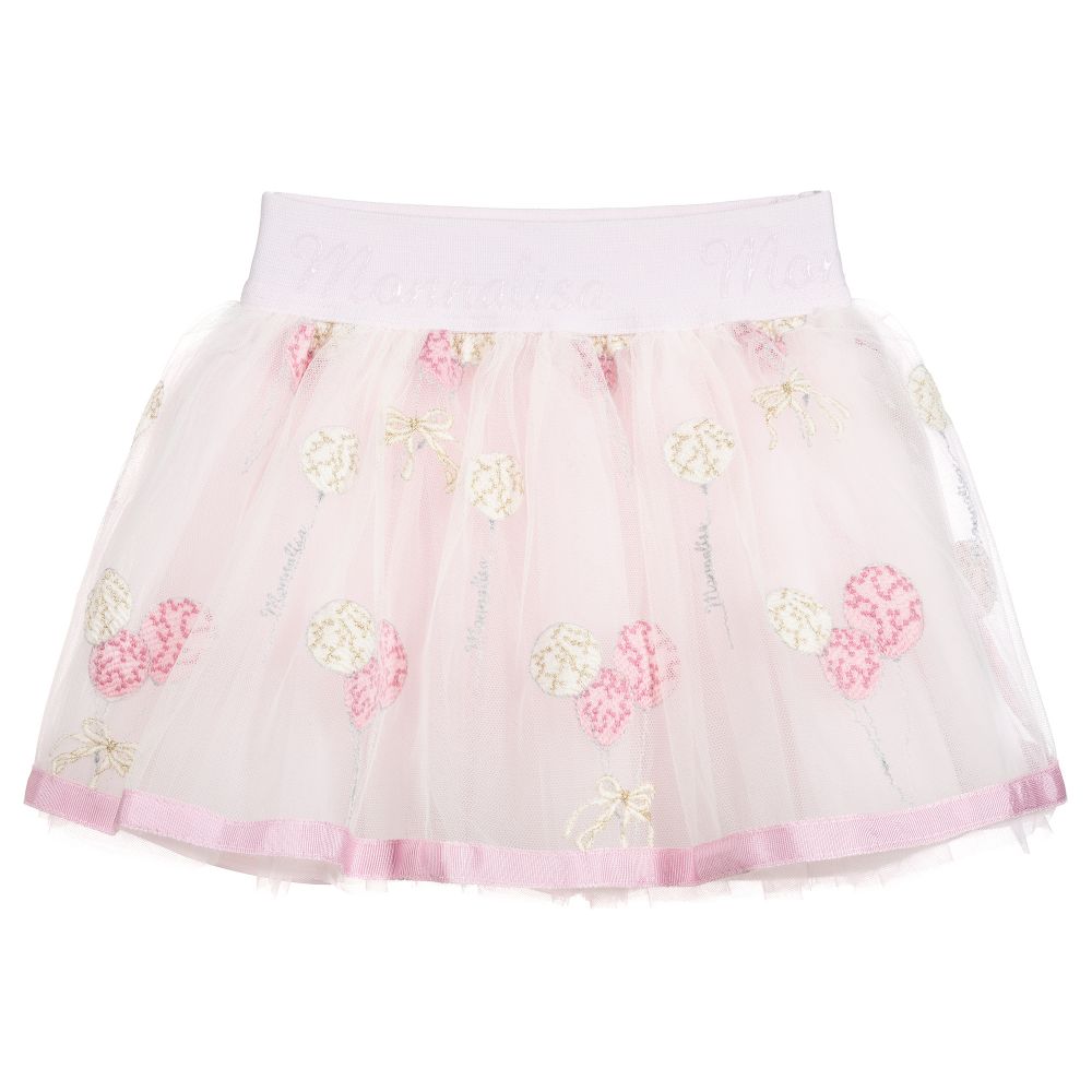 Monnalisa - Girls Pink Tulle Skirt  | Childrensalon