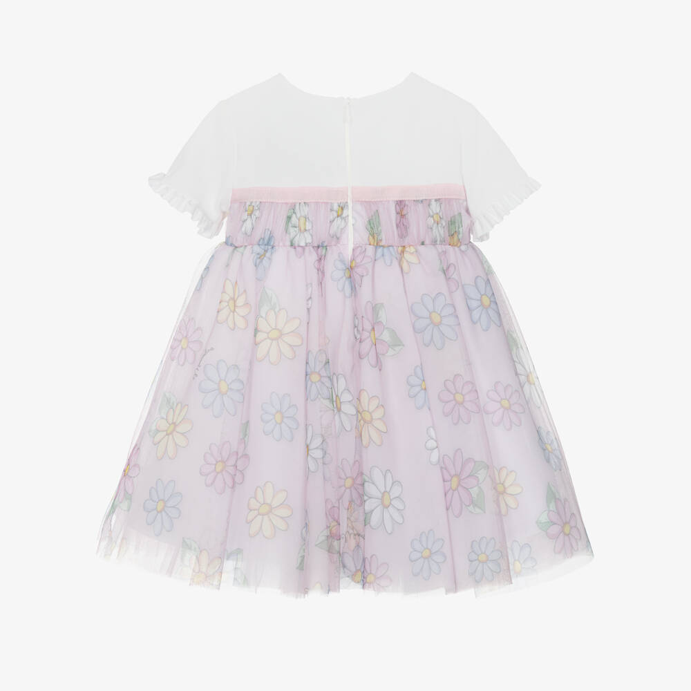 Monnalisa-Girls Pink Tulle & White Bodice Dress | Childrensalon Outlet