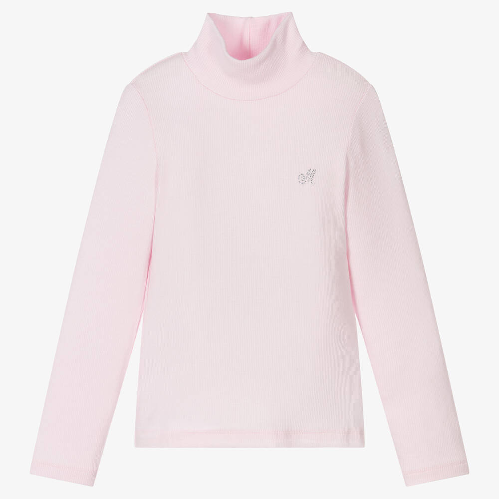 Monnalisa - Girls Pink Turtleneck Top | Childrensalon