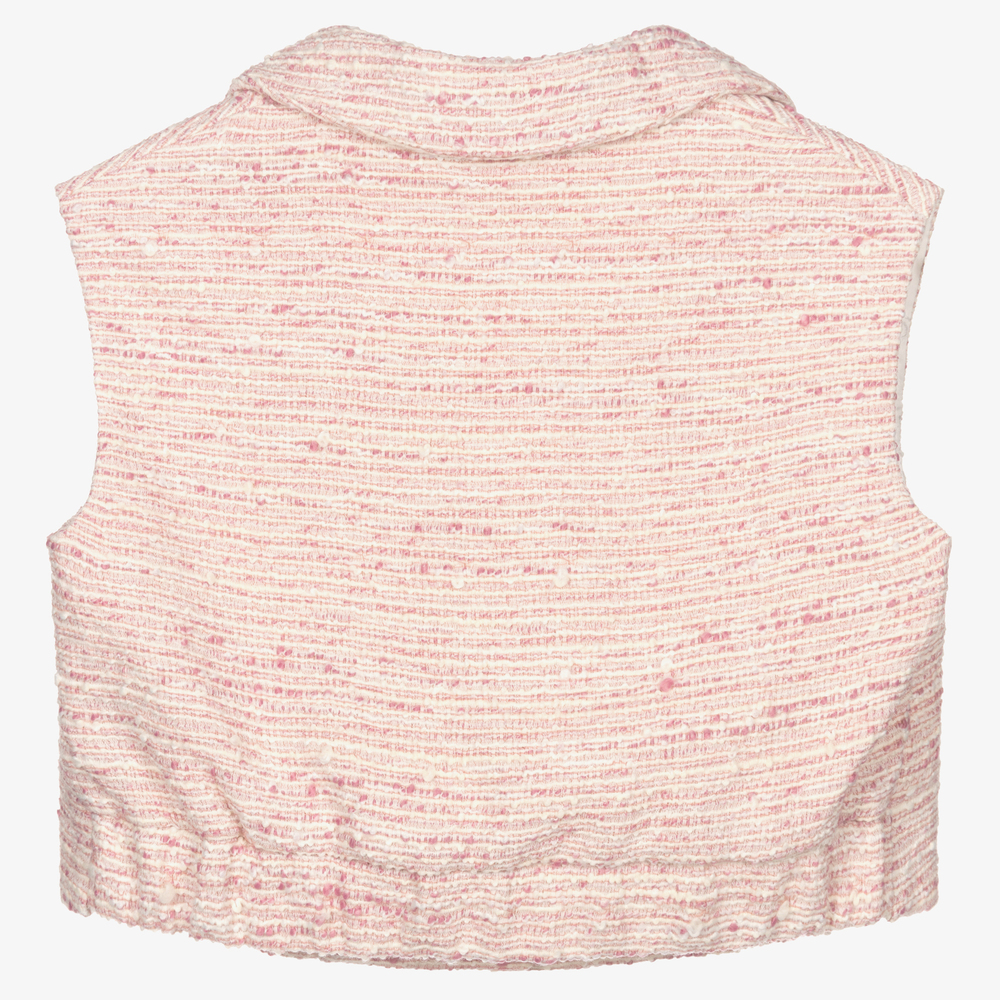 Monnalisa-Розовый жилет из твида для девочек | Childrensalon Outlet