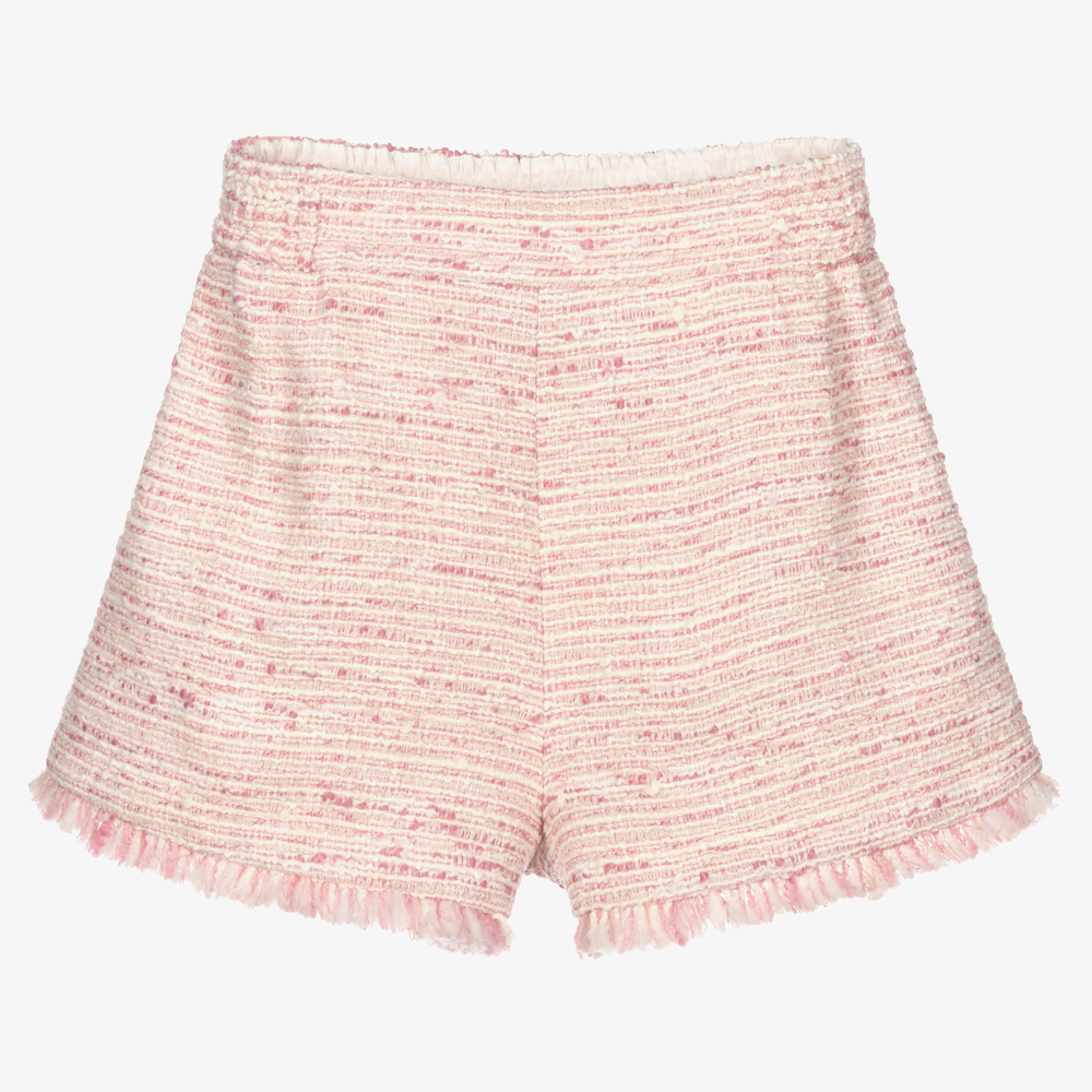 Monnalisa - Girls Pink Tweed Shorts | Childrensalon