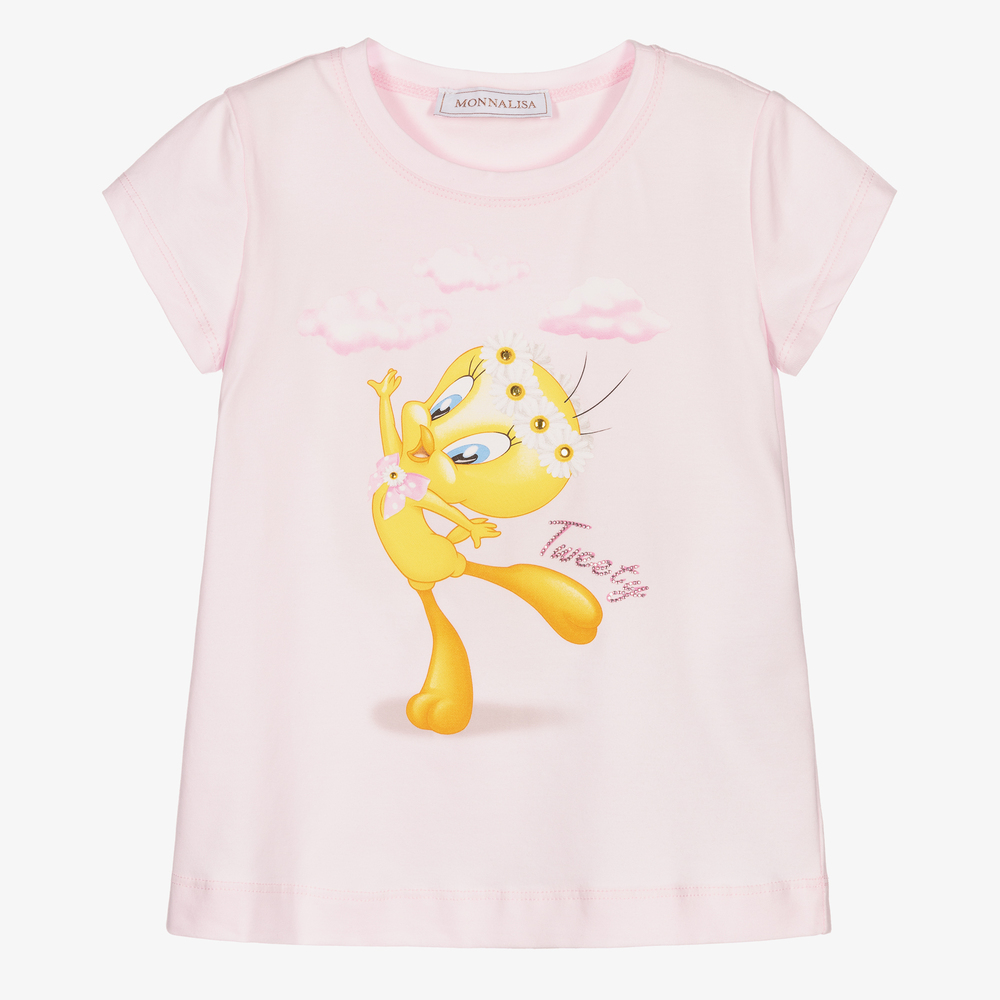 Monnalisa - Girls Pink Tweety T-Shirt | Childrensalon