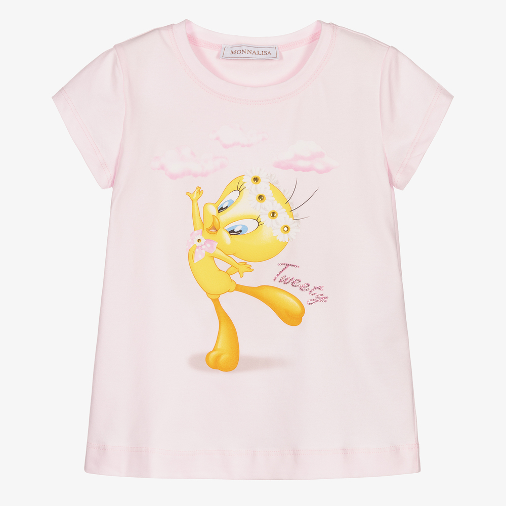 Monnalisa-Girls Pink Tweety T-Shirt | Childrensalon Outlet