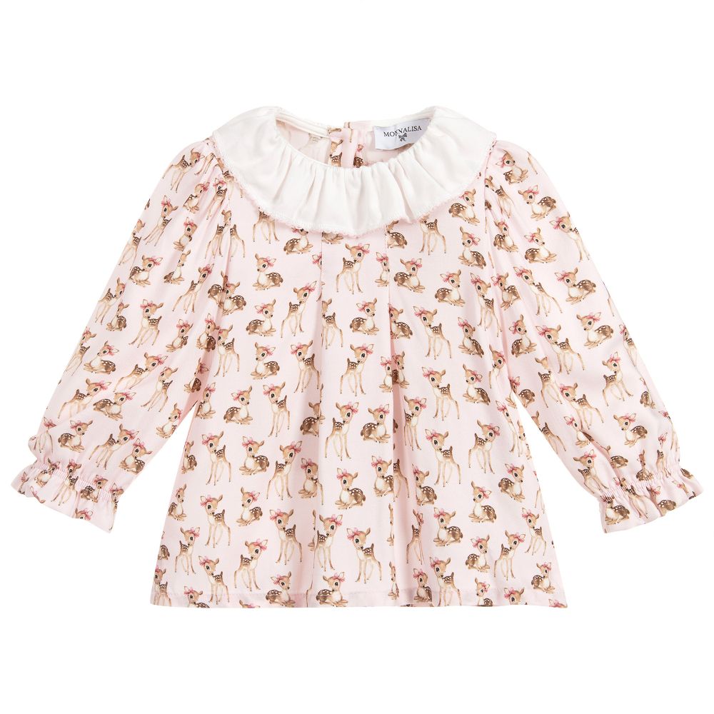 Monnalisa - Girls Pink Viscose Blouse | Childrensalon