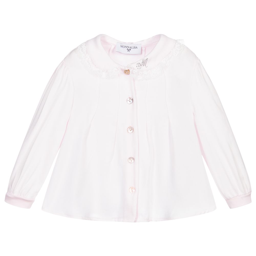 Monnalisa - Розовая блузка из вискозы для девочек | Childrensalon
