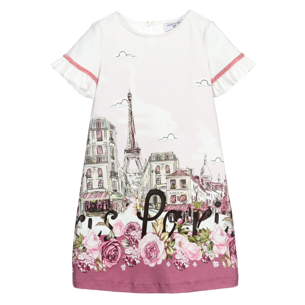 Monnalisa - Розовое платье из вискозы для девочек | Childrensalon