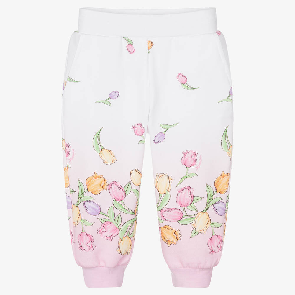 Monnalisa - Bas de jogging rose et blanc fille | Childrensalon