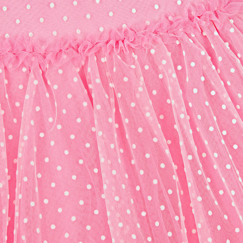 Monnalisa Chic-Girls Pink & White Polka Dot Tulle Dress | Childrensalon Outlet