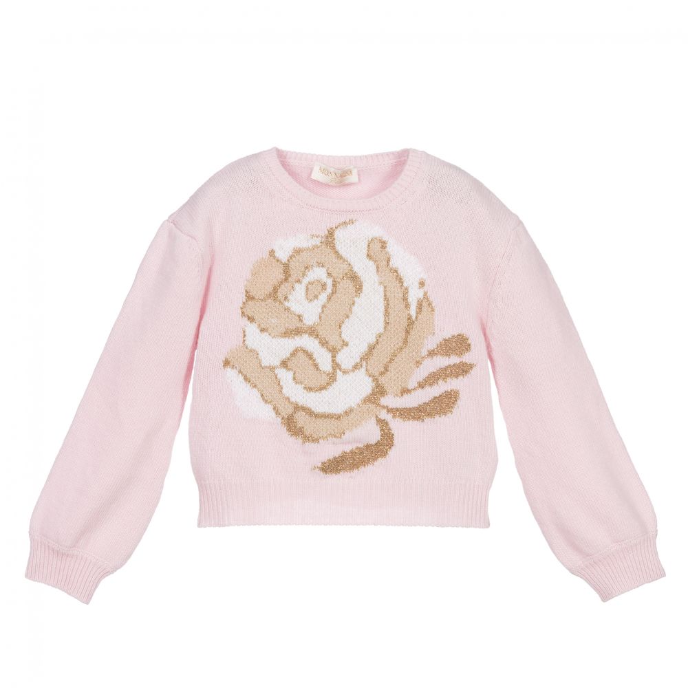 Monnalisa Chic - Girls Pink Wool Sweater | Childrensalon