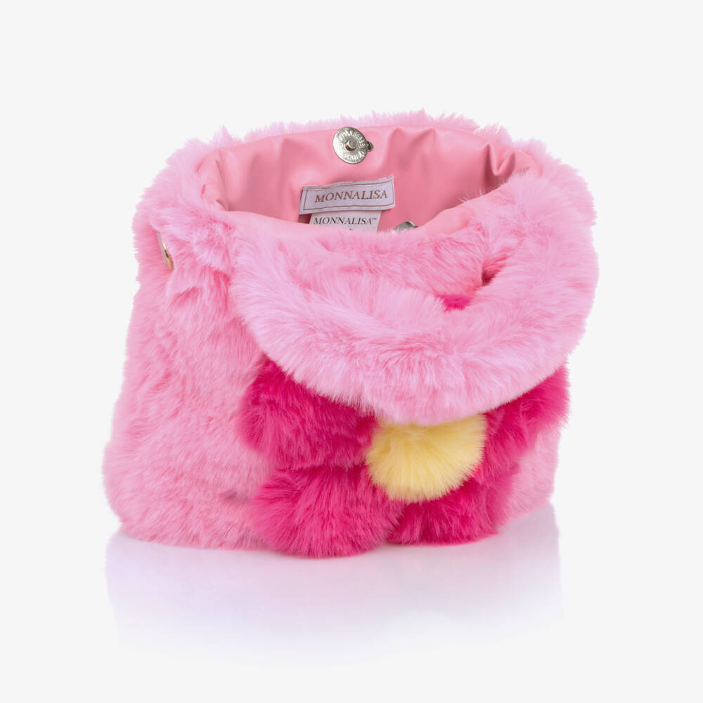 Monnalisa-Girls Plush Pink Flower Bag | Childrensalon Outlet