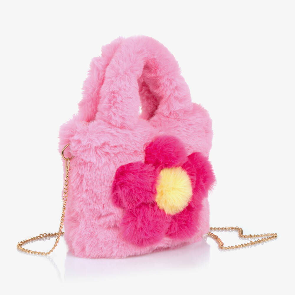Monnalisa-Girls Plush Pink Flower Bag | Childrensalon Outlet