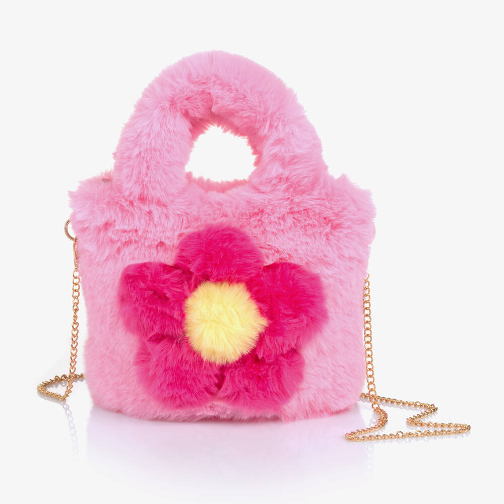 Monnalisa-Girls Plush Pink Flower Bag | Childrensalon Outlet