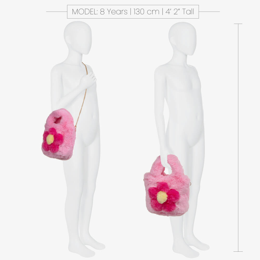 Monnalisa-Girls Plush Pink Flower Bag | Childrensalon Outlet