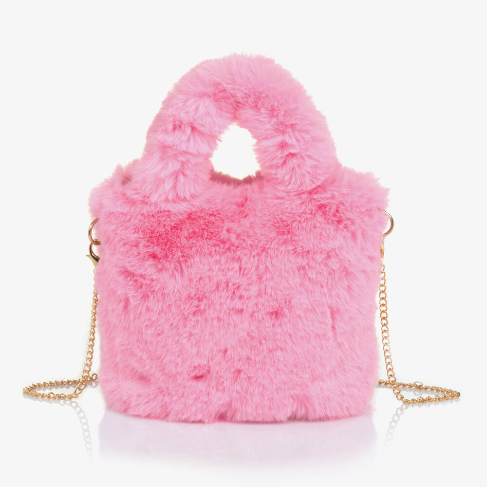 Monnalisa-Girls Plush Pink Flower Bag | Childrensalon Outlet