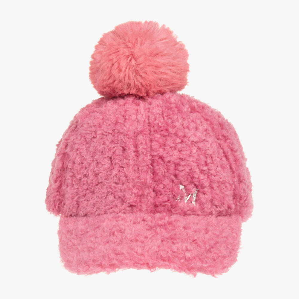 Monnalisa-Girls Pom-Pom Teddy Fleece Hat | Childrensalon Outlet