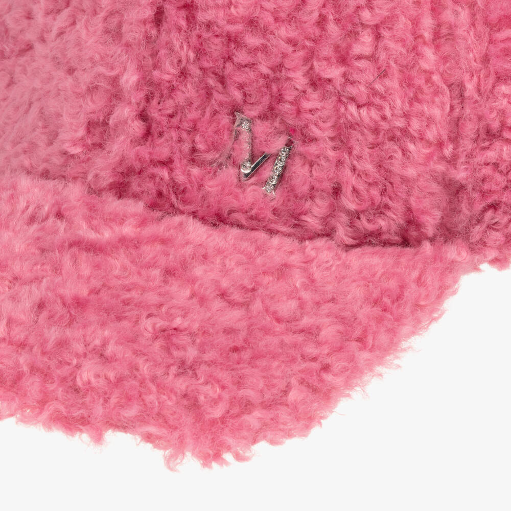 Monnalisa-Girls Pom-Pom Teddy Fleece Hat | Childrensalon Outlet