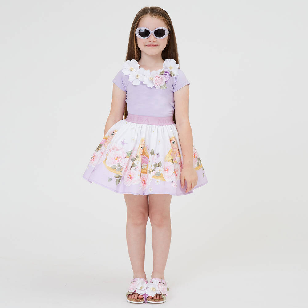 Monnalisa-Girls Purple Cotton Disney Skirt | Childrensalon Outlet