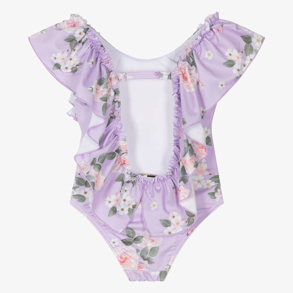 Monnalisa-مايّو مزين بكشكش بطبعة ديزني لون بنفسجي | Childrensalon Outlet