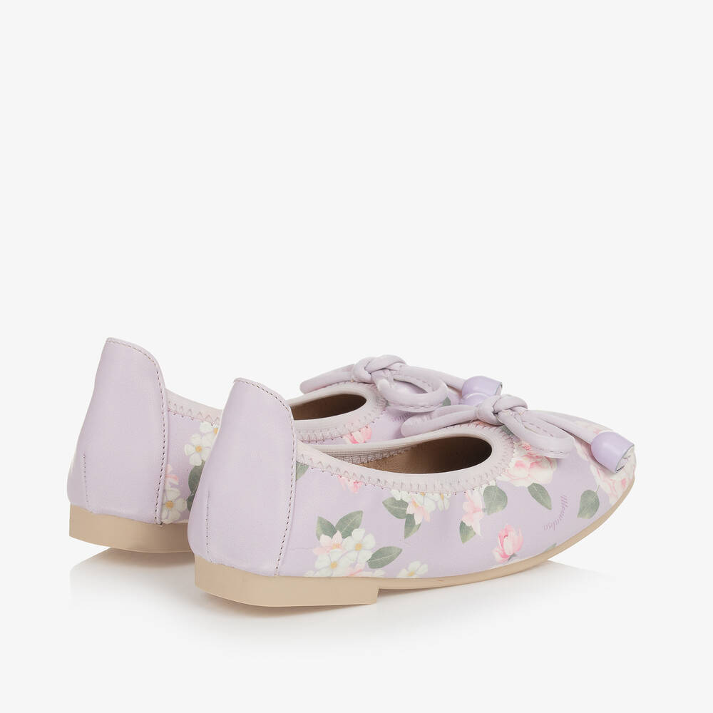 موناليزا-باليرينا جلد صناعي لون أرجواني بطبعة ورود | Childrensalon Outlet