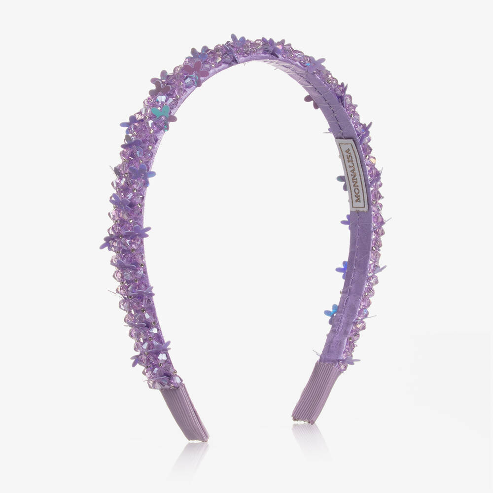 Monnalisa-Girls Purple Jewelled Hairband | Childrensalon Outlet
