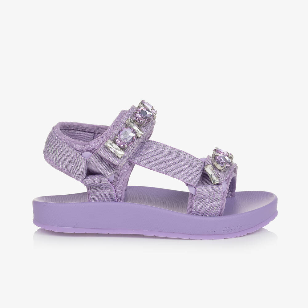 Monnalisa-Girls Purple Jewelled Sandals | Childrensalon Outlet