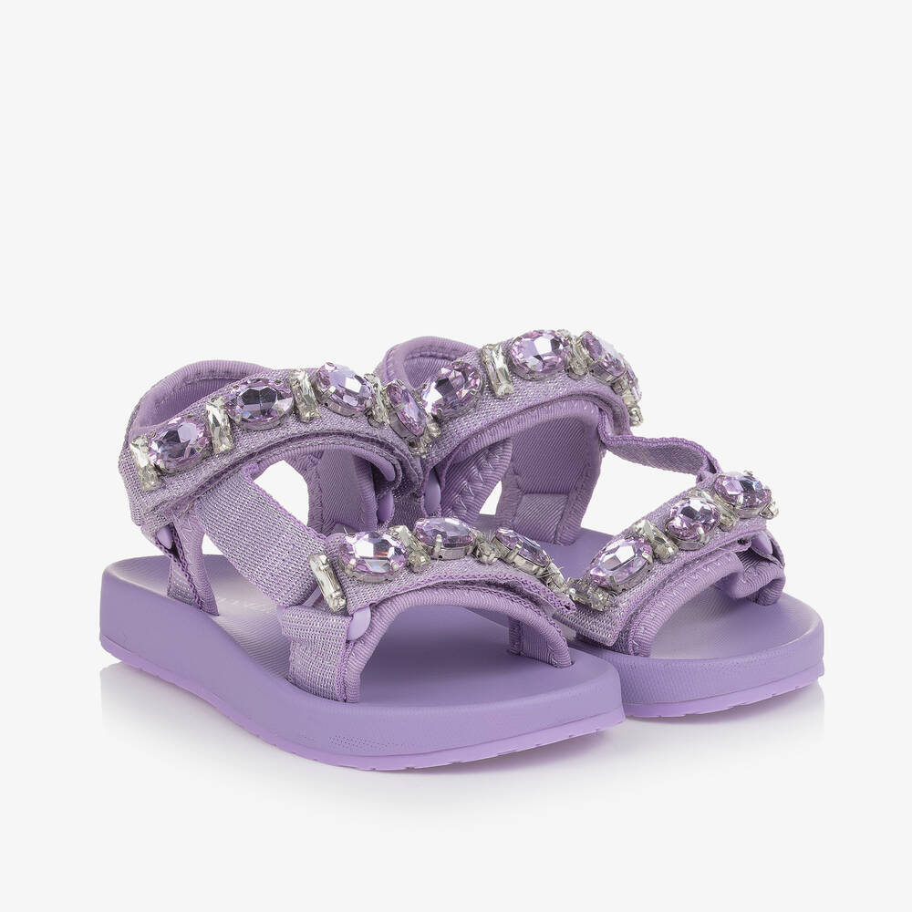 Monnalisa-Girls Purple Jewelled Sandals | Childrensalon Outlet