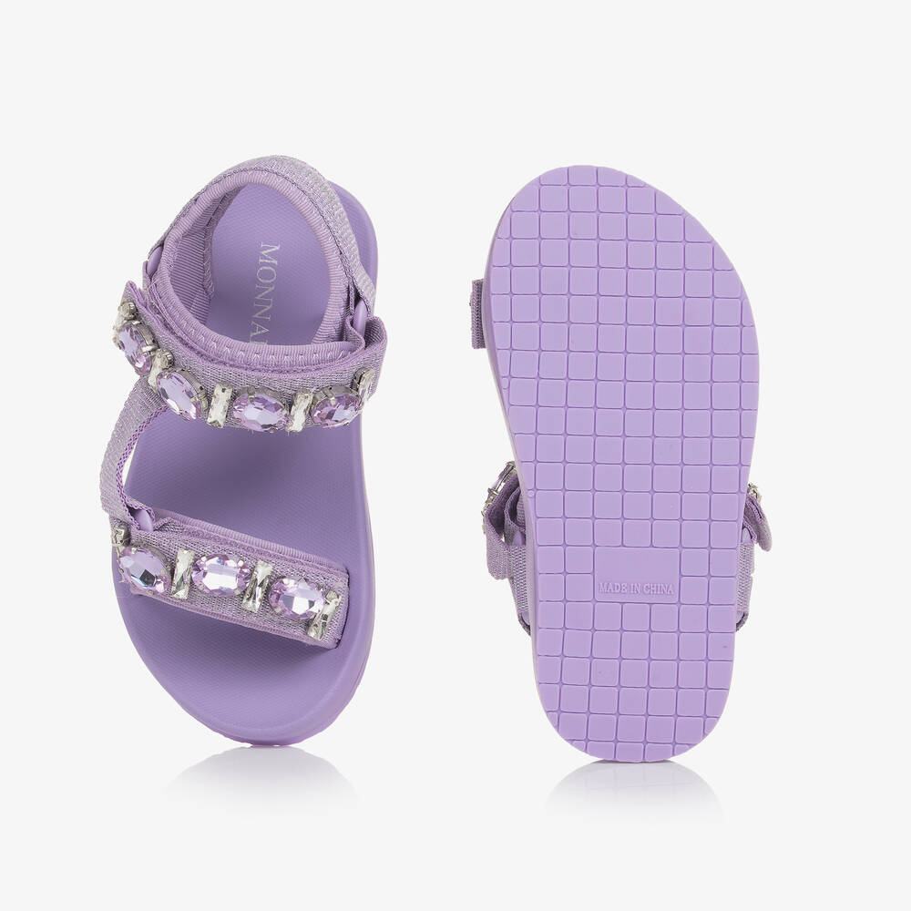 Monnalisa-Girls Purple Jewelled Sandals | Childrensalon Outlet