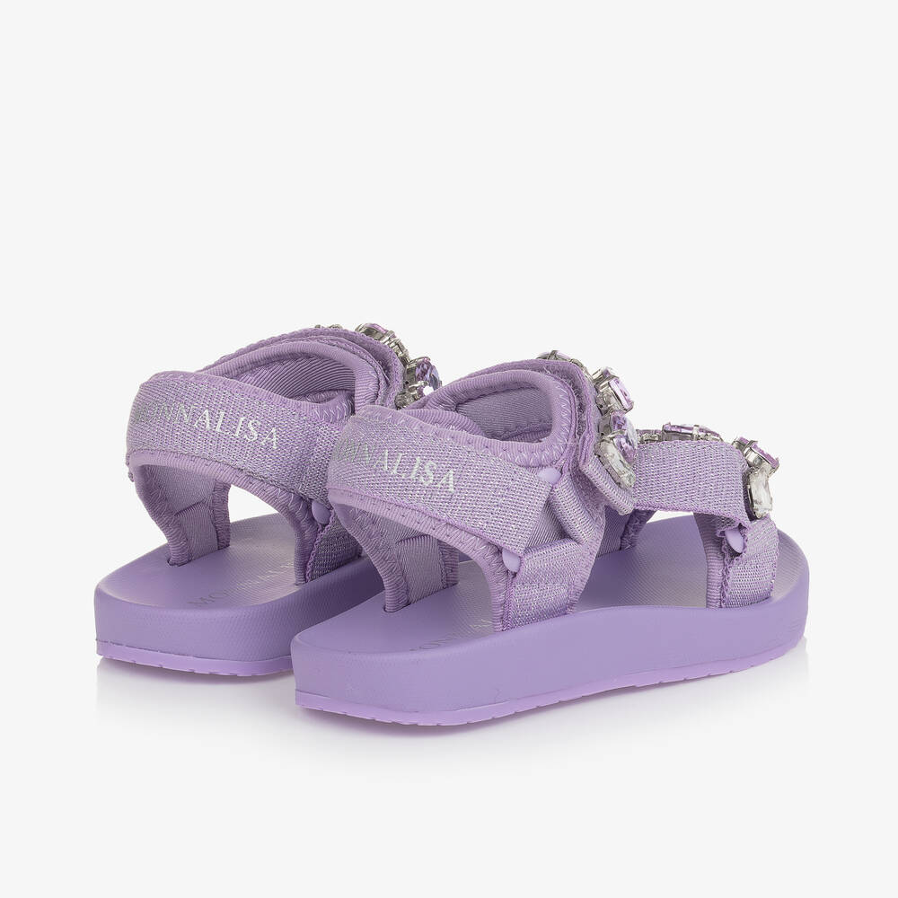 Monnalisa-Girls Purple Jewelled Sandals | Childrensalon Outlet