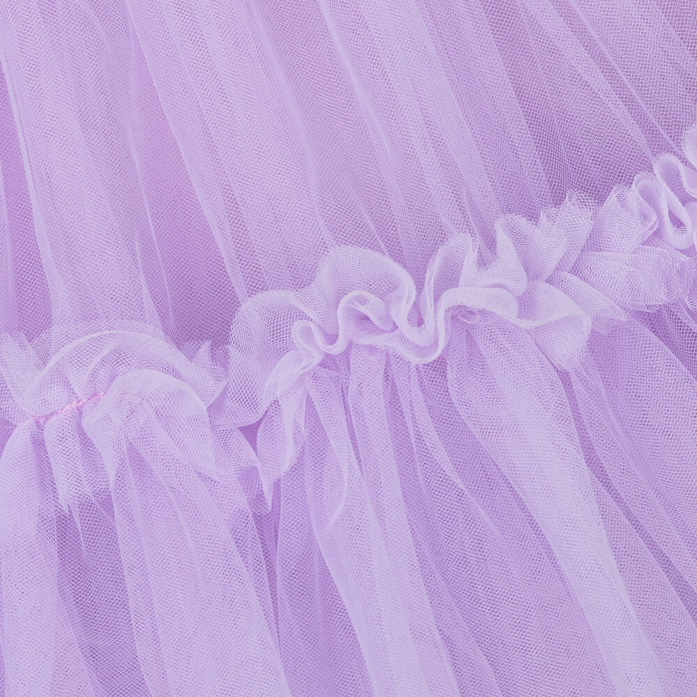 Monnalisa-Girls Purple Tulle Ruffle Dress | Childrensalon Outlet