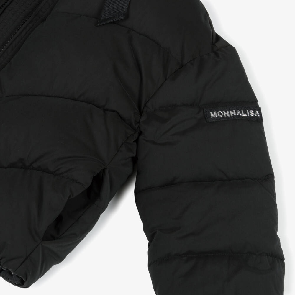 Monnalisa-Girls Quilted Black Jacket | Childrensalon Outlet