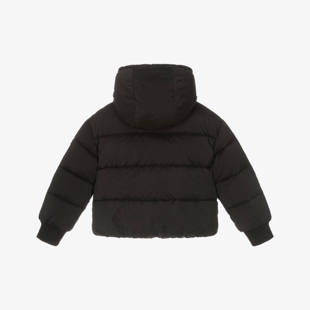 Monnalisa-Girls Quilted Black Jacket | Childrensalon Outlet