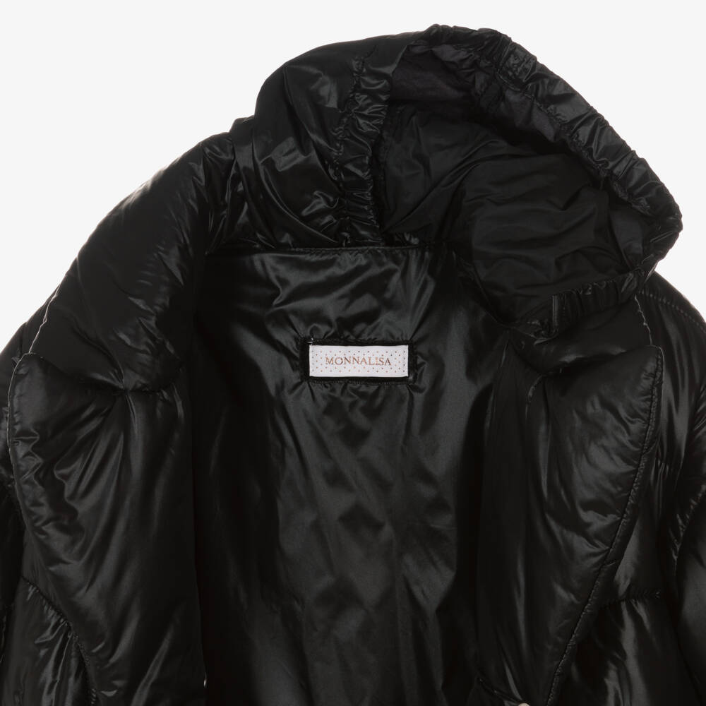 Monnalisa - Girls Quilted Black Puffer Coat | Childrensalon Outlet