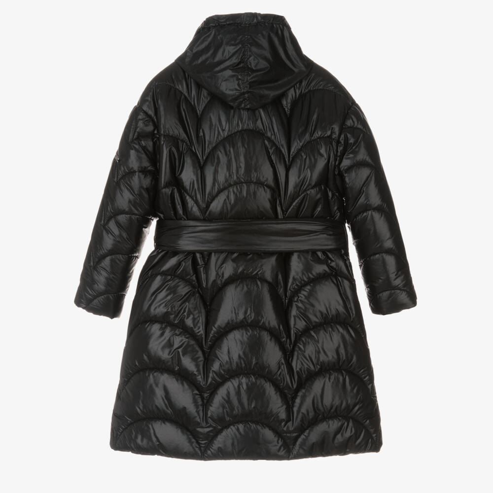 Monnalisa-Черное стеганое пальто для девочек | Childrensalon Outlet