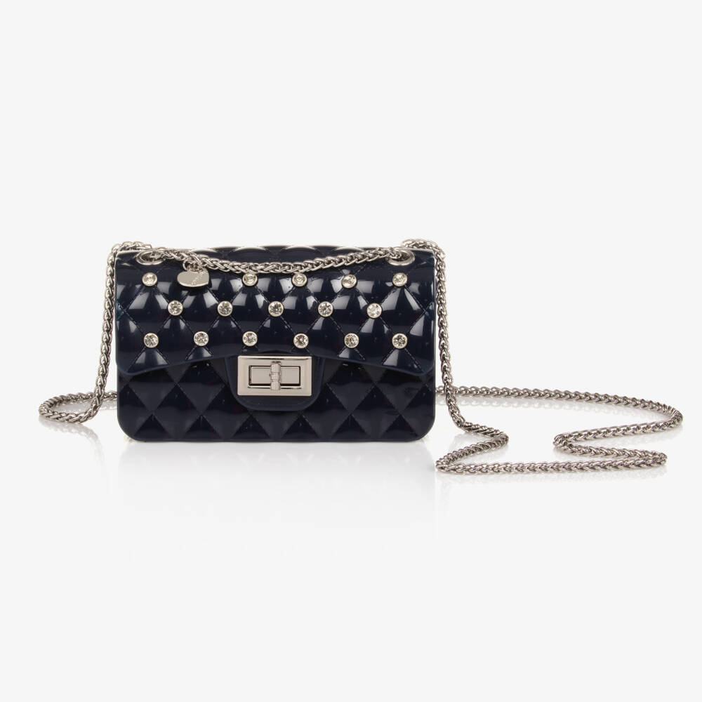 Monnalisa-Girls Quilted Blue Rhinestone Bag | Childrensalon Outlet