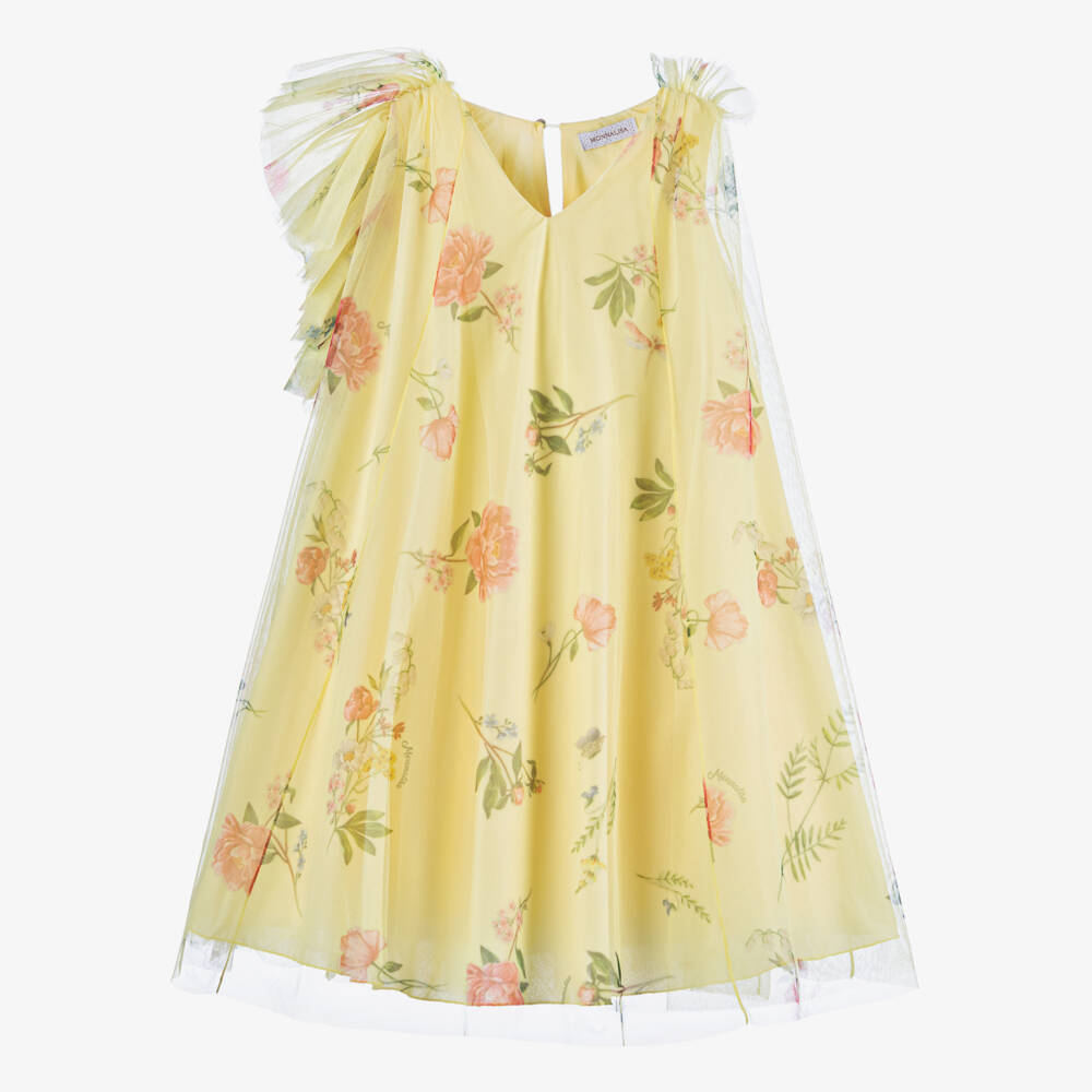 Monnalisa-Girls Radiant Yellow Tulle Gown | Childrensalon Outlet