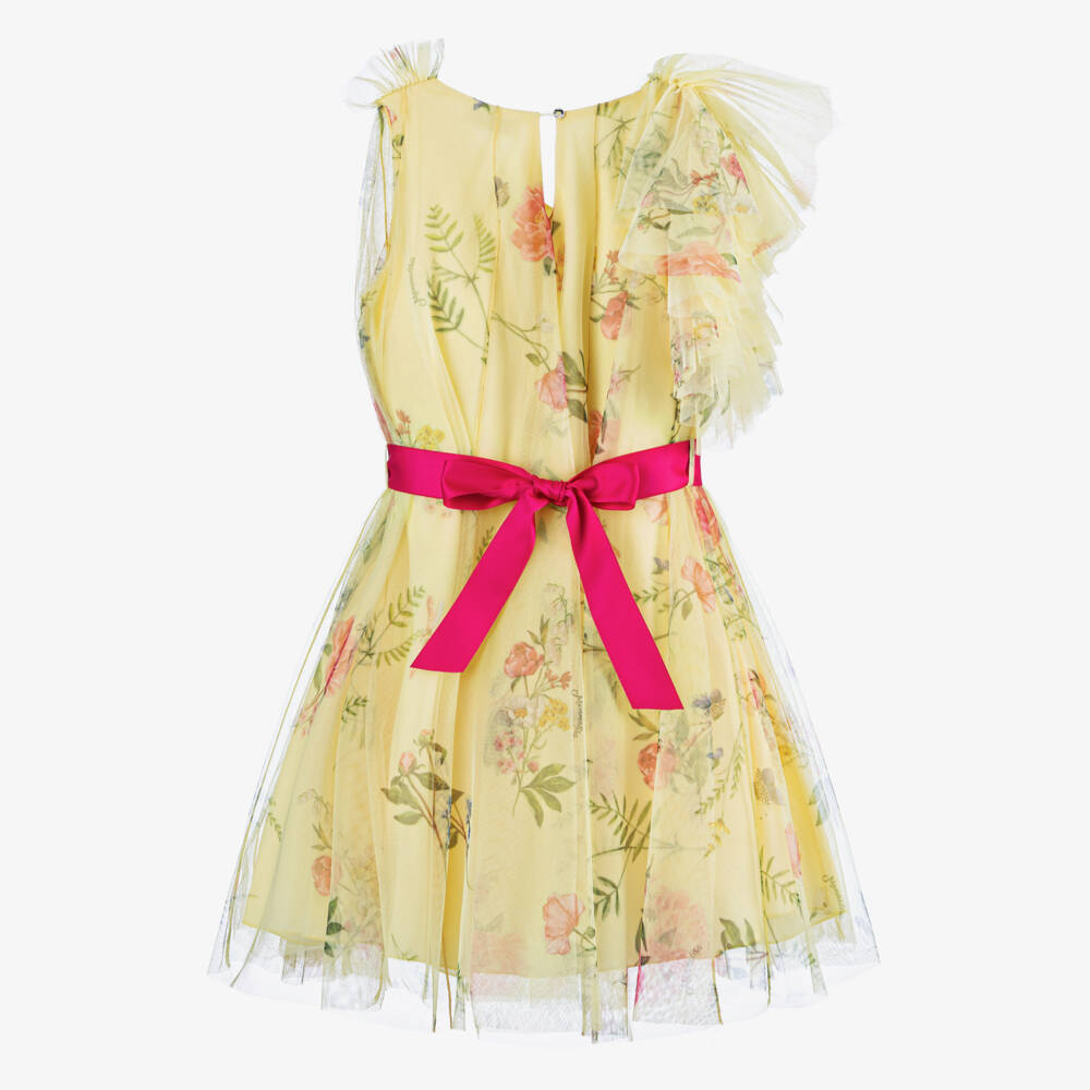 Monnalisa-Girls Radiant Yellow Tulle Gown | Childrensalon Outlet