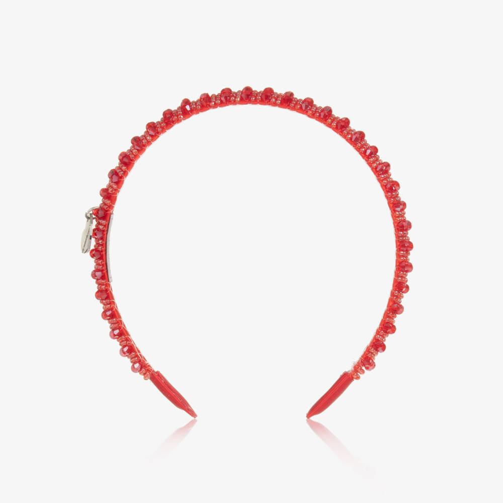 Monnalisa-Girls Red Bead Embellished Hairband | Childrensalon Outlet