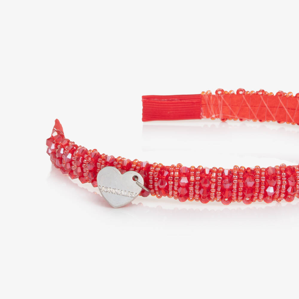 Monnalisa-Girls Red Bead Embellished Hairband | Childrensalon Outlet