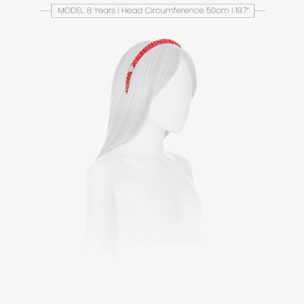Monnalisa-Girls Red Bead Embellished Hairband | Childrensalon Outlet