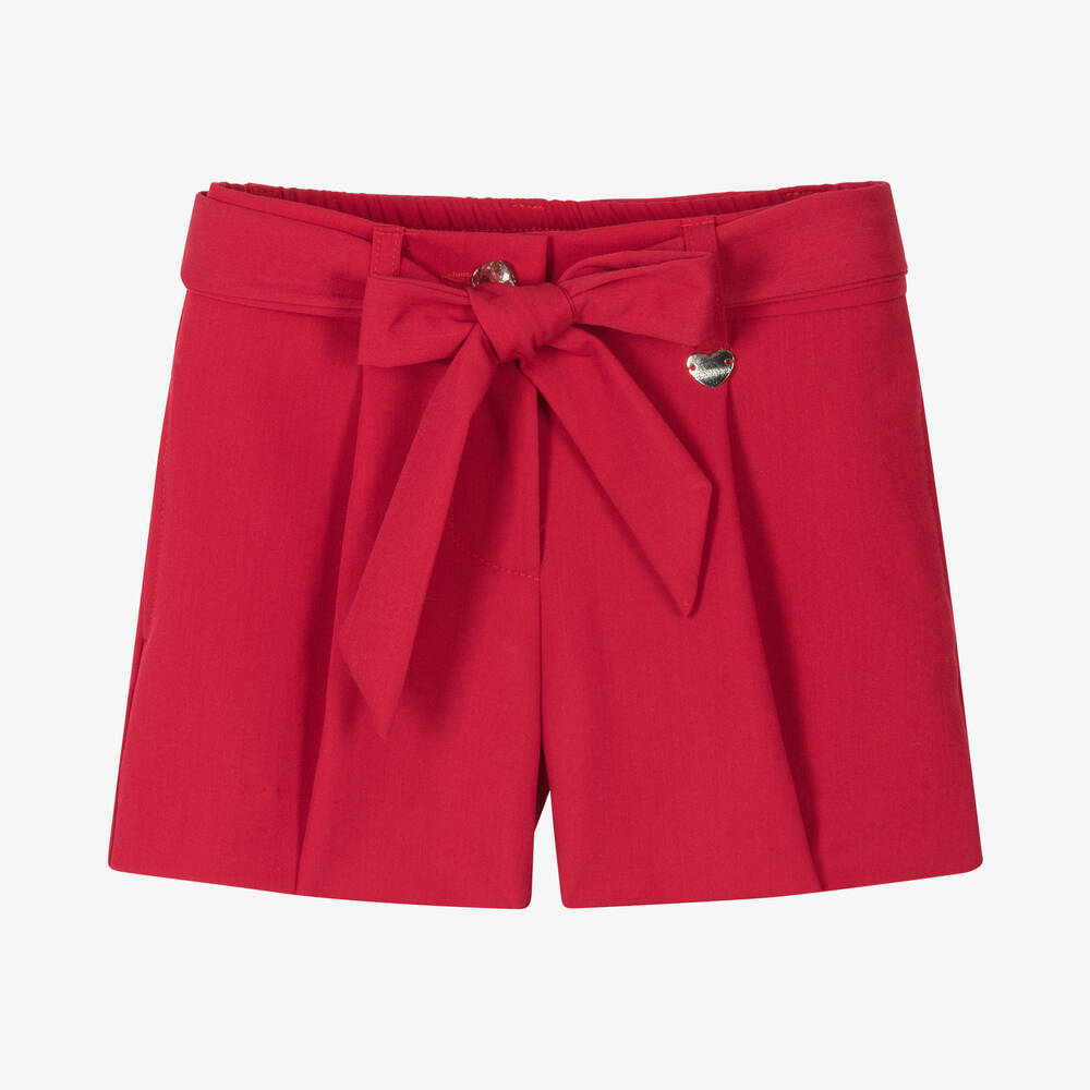 Monnalisa - Girls Red Belted Shorts | Childrensalon