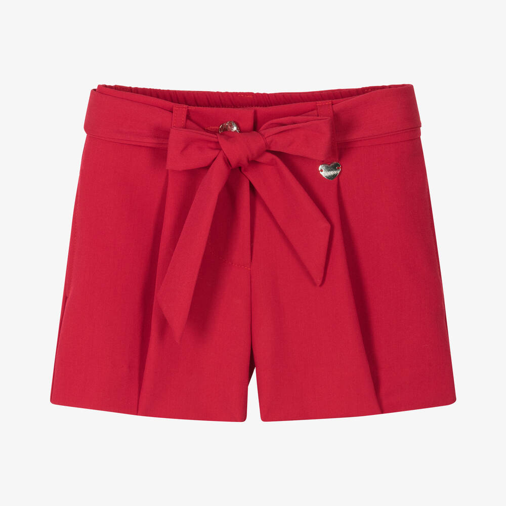 Red belted shorts new arrivals